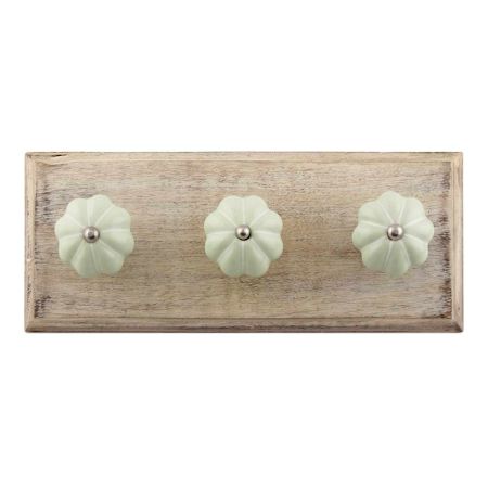 Light Green With Silver Line Ceramic Melon Wooden Hook 